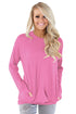 Sexy Pink Casual Pocket Style Long Sleeve Top
